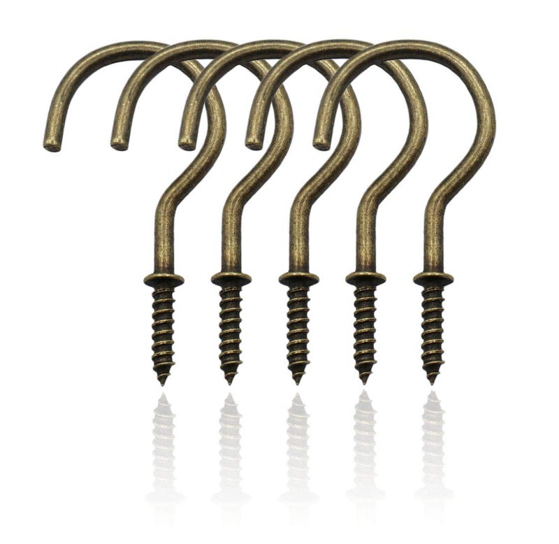 IDEALSV 2" Cup Screw Hooks Bronze Ceiling Hooks Mug Hook 20 Pcs Antique Brass Screw-in Hooks,Christmas Lights and Curtain Hanging,Kitchen,Plants Hanger Outdoor/Indoor - Image 1